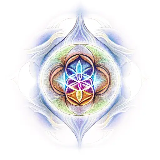 smoke Phoenix holding the flower of life tattoo design idea