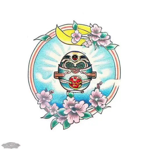 Daruma with cherry blossom tattoo design idea