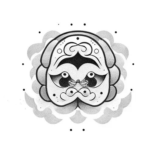 Daruma with cherry blossoms tattoo design idea