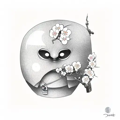 Daruma with cherry blossoms tattoo design idea