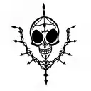 praying skeleton with thorn crown tattoo design idea