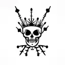 praying skeleton with thorn crown tattoo design idea