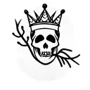 praying skeleton with thorn crown tattoo design idea