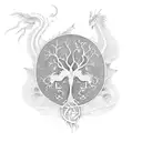Tree of Life with dragon and pheonix  tattoo design idea
