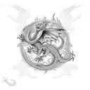 Tree of Life with dragon and pheonix  tattoo design idea