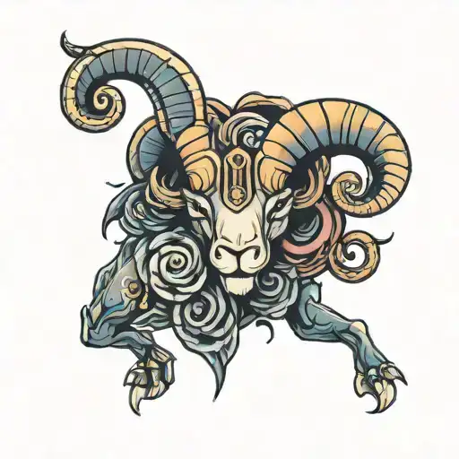 cancer sign and aries ram tattoo design idea
