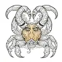 cancer crab  and aries ram tattoo design idea