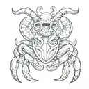 cancer crab  and aries ram tattoo design idea