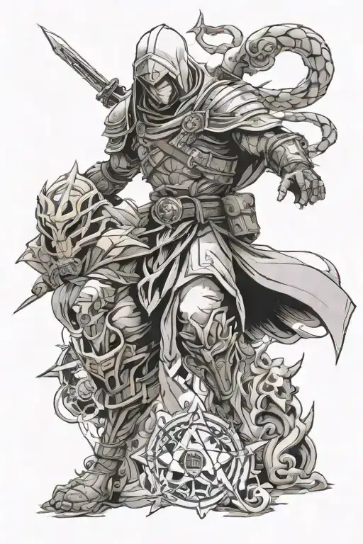 assassin's creed, Zelda, master chief, Goku, dragon, full metal alchemist  tattoo design idea