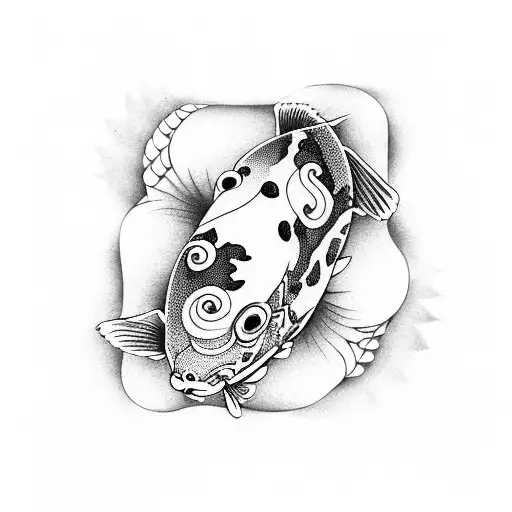 koi fish with yin and yang tattoo design idea