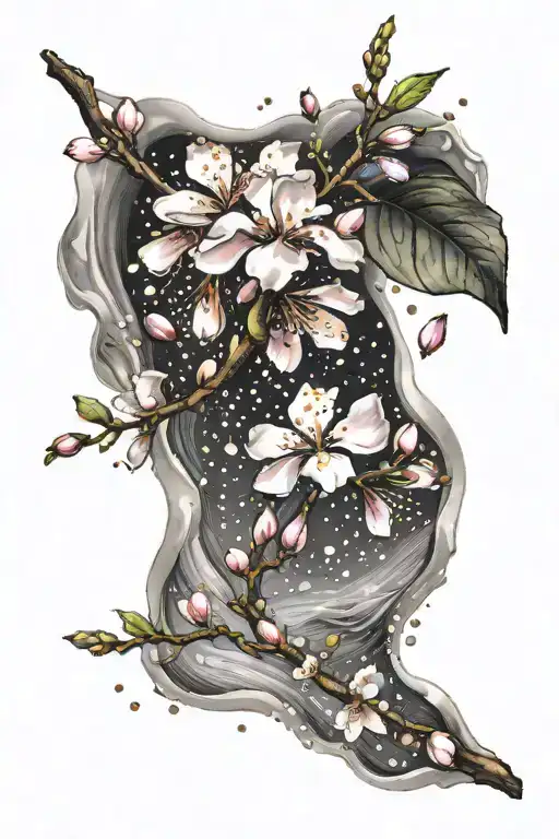 cherry blossom petals falling tattoo design idea