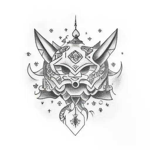 midnight castle tattoo design idea