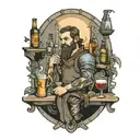 medieval tavern tattoo design idea