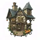 medieval tavern tattoo design idea