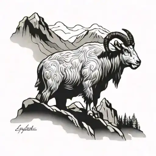 mountain goat tattoo design idea