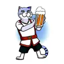 cool cat drinking beer tattoo design idea