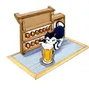 cool cat drinking beer tattoo design idea