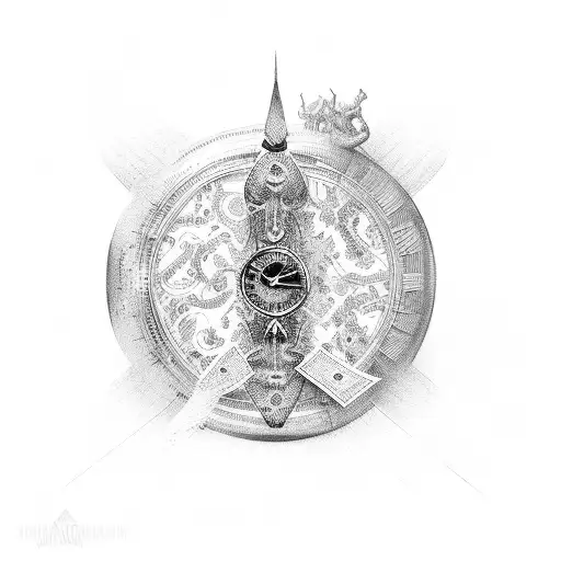 Money & Time tattoo design idea