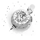 time and money tattoo design idea