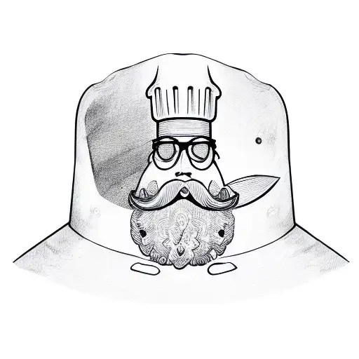 beard chef hat and two knifes  tattoo design idea