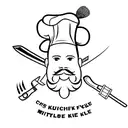 beard without face, chef hat and two knifes  tattoo design idea