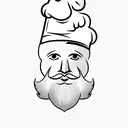 beard without face, chef hat and two knifes  tattoo design idea