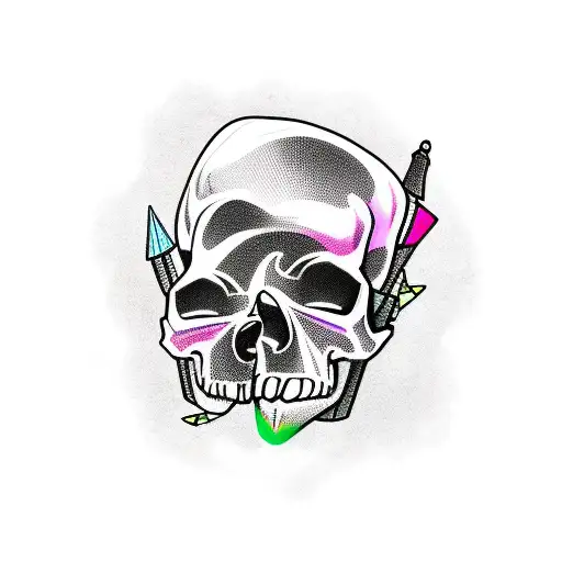 Gamer, skull tattoo design idea