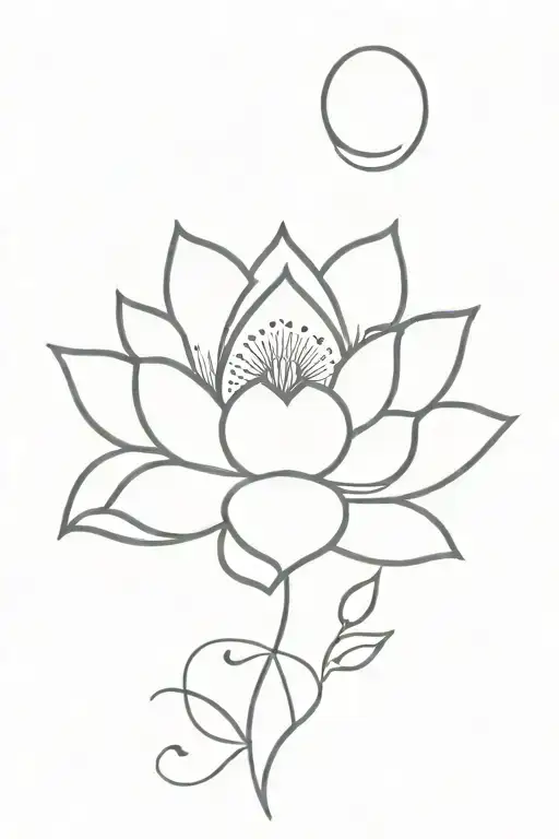 unalome with lotus and moon rising tattoo design idea