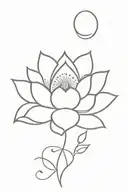 unalome with lotus and moon rising tattoo design idea