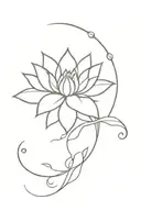 unalome with lotus and moon rising tattoo design idea