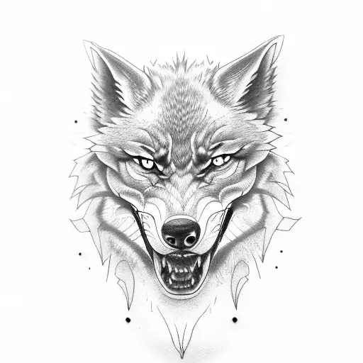 collar with demonic wolf tattoo design idea