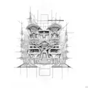 Architectural blueprint tattoo design idea