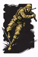 ukrainian soldier in a trench fight scene tattoo design idea