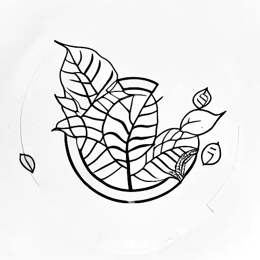 A coffee bean plant growing out of a vinyl record tattoo design idea