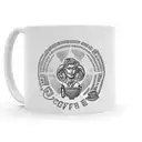 A coffee mug with activist symbols as steam tattoo design idea