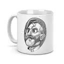 A coffee mug with activist symbols as steam tattoo design idea