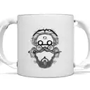 A coffee mug with activist symbols as steam tattoo design idea