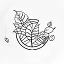 A coffee bean plant growing out of a vinyl record tattoo design idea