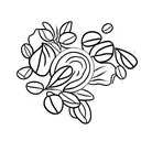 A coffee bean plant growing out of a vinyl record tattoo design idea