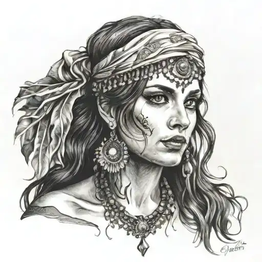 gypsy girl tattoo design idea