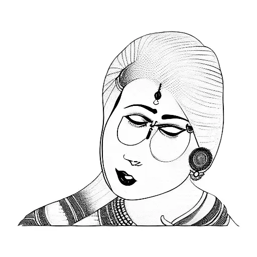 an indian woman tattoo design idea