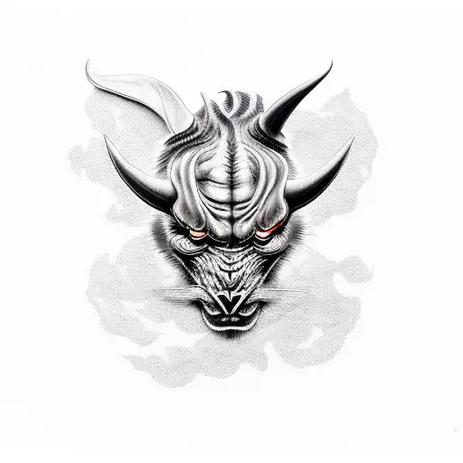 Combine the image of a devil and an animal in a surreal and abstract way tattoo design idea