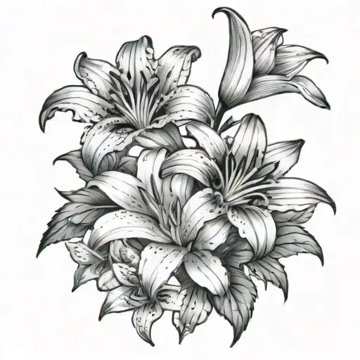 Lillies and gerber daisies tattoo design idea