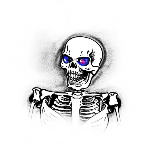 skeleton riding motorcycle side view tattoo design idea