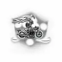 skeleton riding motorcycle side view tattoo design idea
