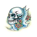skeleton riding motorcycle side view tattoo design idea