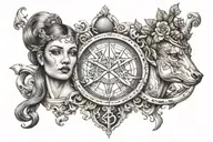 realistic gemini & sagittarius combine tattoo featuring tattoo design idea