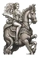 nude slim young blonde european girl riding muscular african king tattoo design idea