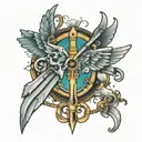 scissors with wings flying tattoo design idea