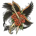 scissors with wings flying tattoo design idea